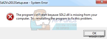 수정:SDL2.DLL이 없습니다. 