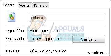 수정:dplay.dll에 오류가 없습니다.