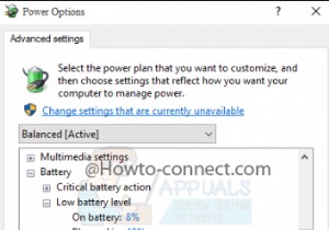 Windows 10에서 중요 배터리 백분율 수준을 변경하는 방법 