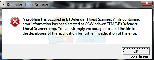 FIX:BitDefender 위협 스캐너에서 문제가 발생했습니다