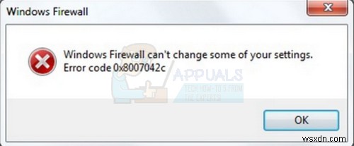 FIX:Windows 방화벽 오류 0x8007042c