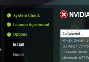 수정:NVIDIA 설치 프로그램 실패 오류와 함께 NVIDIA 드라이버 실패 