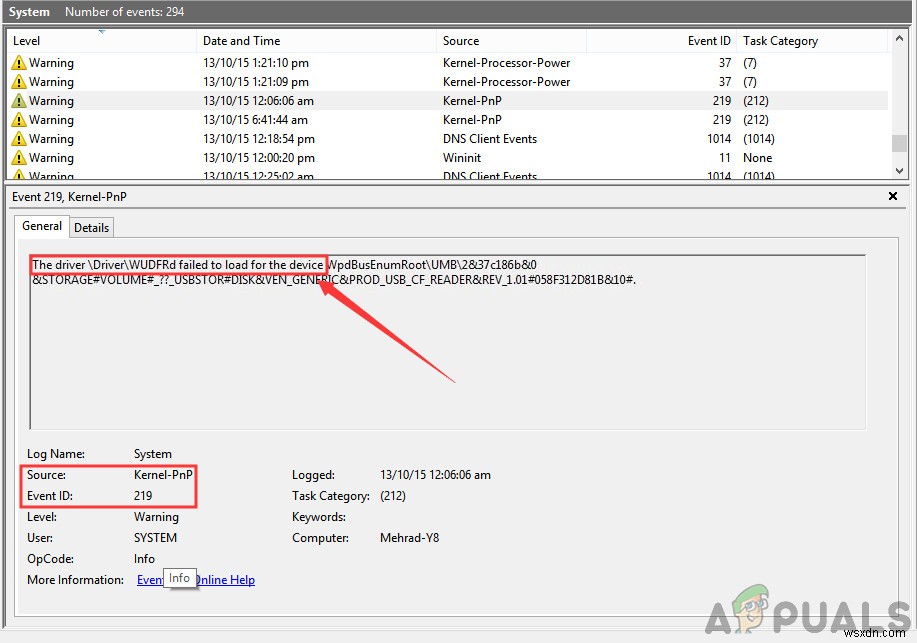 FIX:이벤트 ID가 219인 장치에 대해 드라이버 WudfRd를 로드하지 못했습니다. 