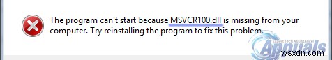 수정:MSVCP100.dll이 누락되었습니다. 