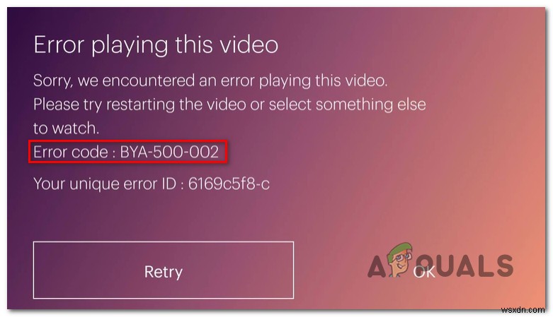 Hulu 오류 코드  BYA-500-002  수정