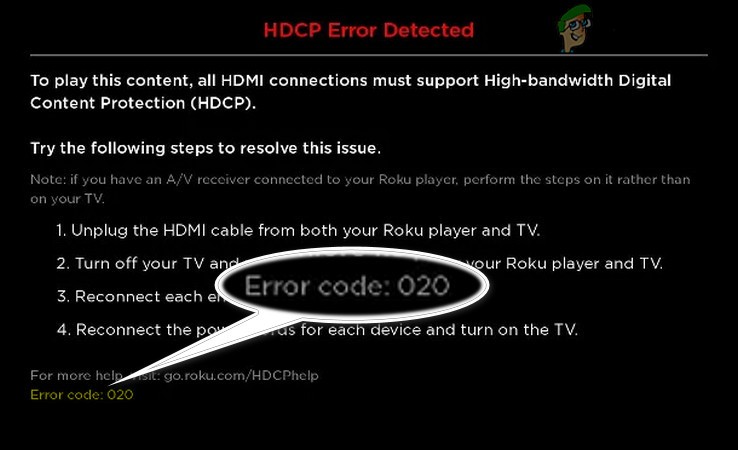 Roku HDCP 오류 감지 오류 코드:020이란 무엇이며 해결 방법은 무엇입니까? 