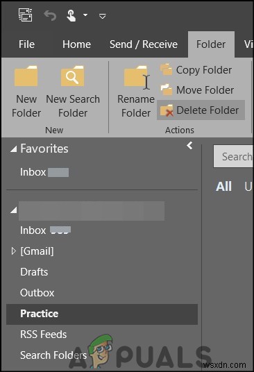 수정:Outlook에서 이메일 폴더를 삭제할 수 없음