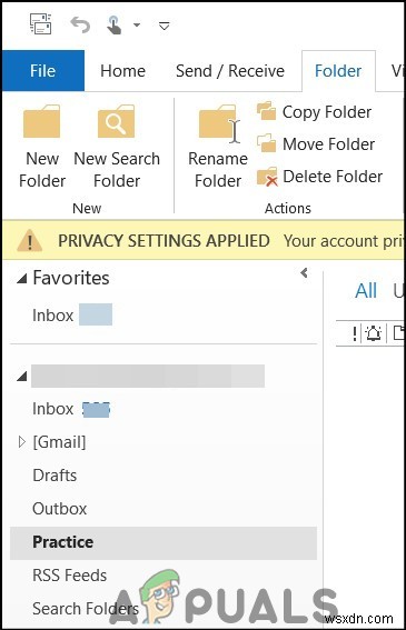 수정:Outlook에서 이메일 폴더를 삭제할 수 없음