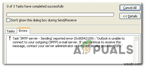 Outlook 오류 0x80042109 수정 