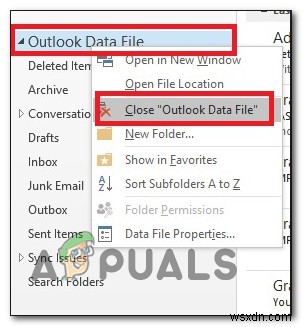 수정:이 Outlook 데이터 파일을 삭제할 수 없습니다. 