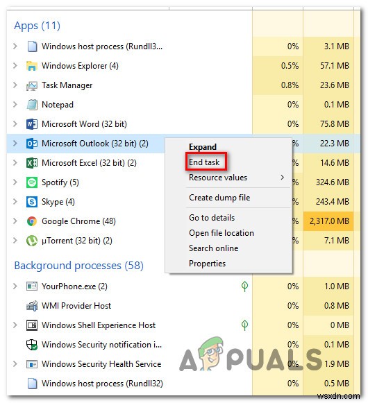 수정:이 Outlook 데이터 파일을 삭제할 수 없습니다. 