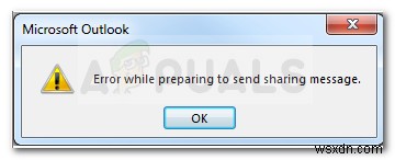 공유 메시지 보내기를 준비하는 동안 Outlook 오류를 수정하는 방법