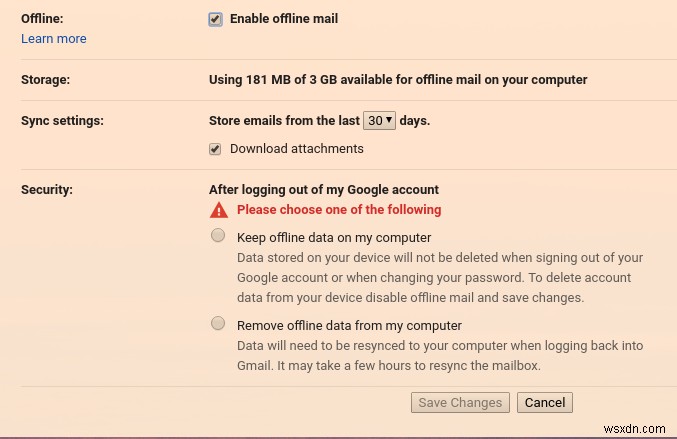Chrome에서 Gmail 오프라인을 사용하는 방법 