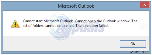 수정:Outlook 오류  폴더 세트를 열 수 없습니다  