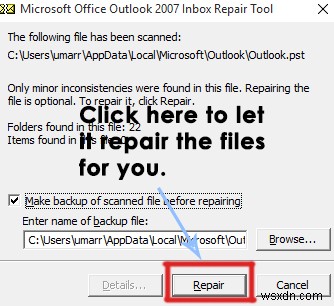 FIX:손상된 pst 또는 ost Outlook 데이터 파일을 수정하는 단계