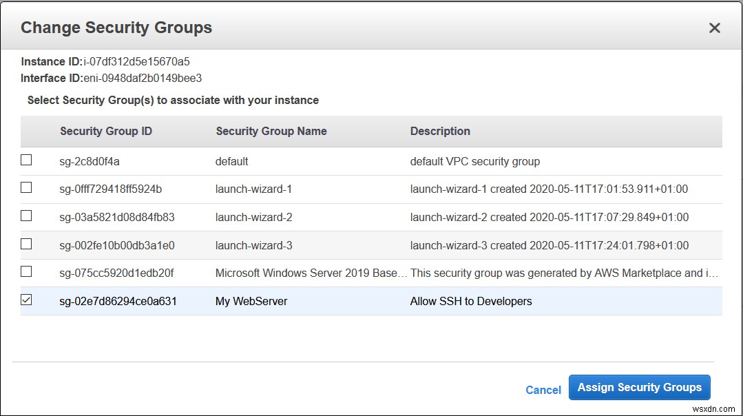 AWS EC2 인스턴스를 다른 보안 그룹으로 이동하는 방법은 무엇입니까?