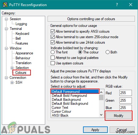 PuTTy 사용자 정의:PuTTy에서 배경 및 글꼴 색상 변경 