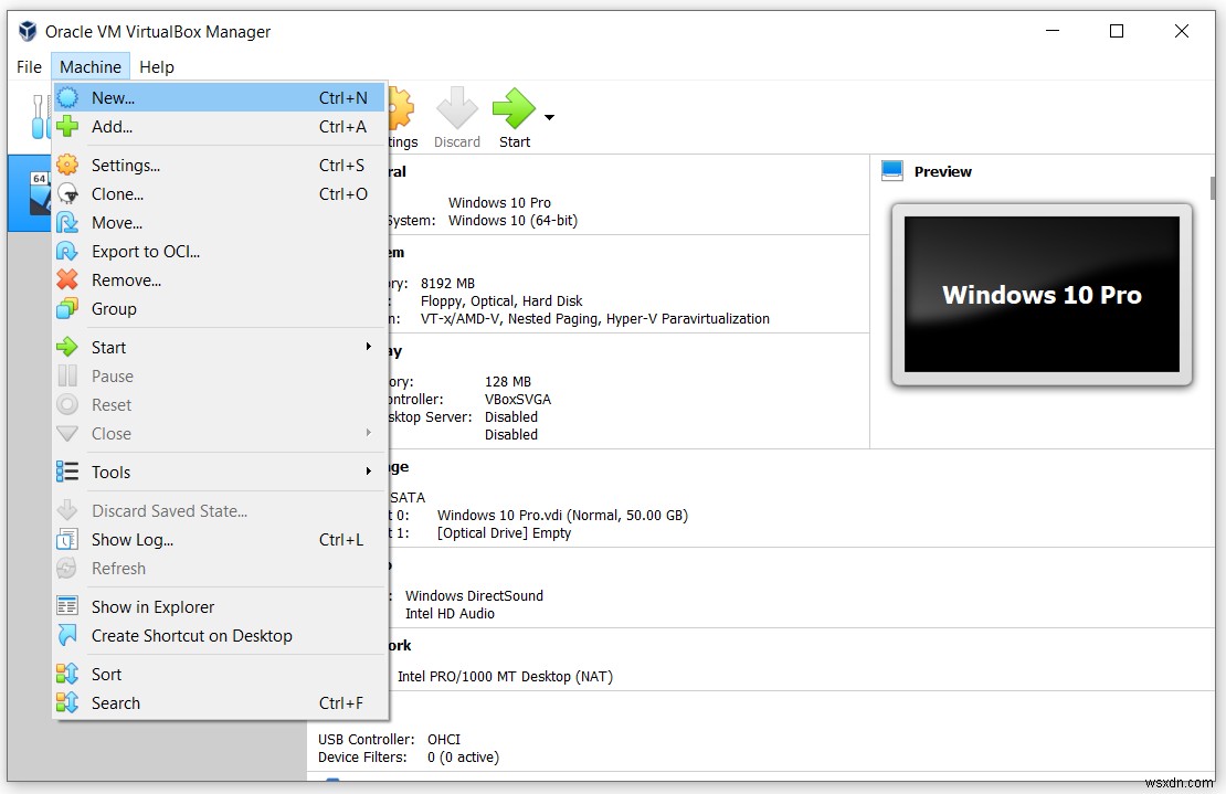 Oracle VM VirtualBox 이해(메뉴)