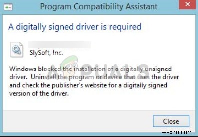 수정:Windows에는 디지털 서명된 드라이버가 필요합니다. Windows 7, 8 및 10 
