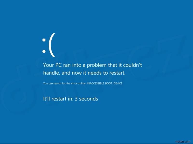 수정:Windows 7, 8 또는 10의 INACCESSIBLE_BOOT_DEVICE 블루 스크린 