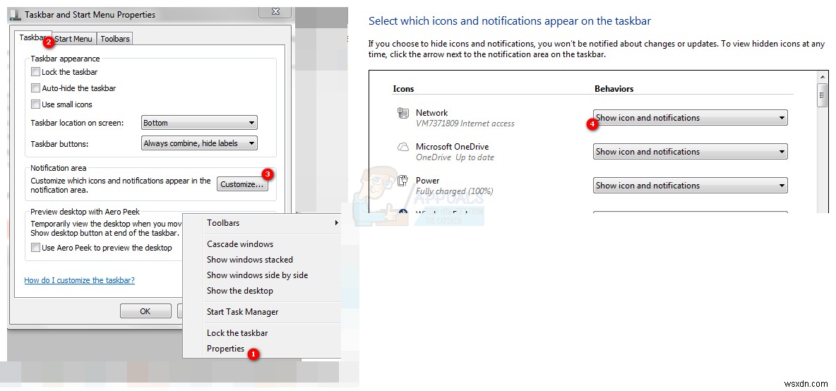 Windows 7, 8 또는 10에서 작업 표시줄에 네트워크 아이콘을 표시하는 방법 