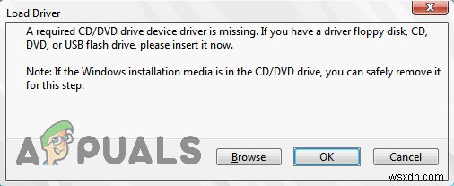 수정:USB에서 Windows 7을 설치할 때  필요한 CD/DVD 드라이브 장치 드라이버가 없습니다  오류 메시지 