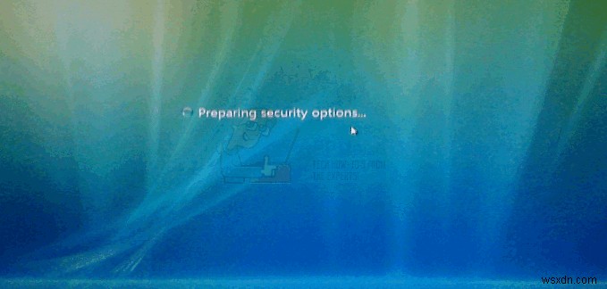 FIX:Windows 7에서  보안 옵션 준비 중 에서 멈춤