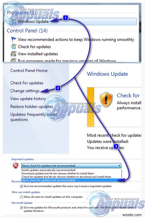 수정:Windows 7은 현재 업데이트를 확인할 수 없습니다. 
