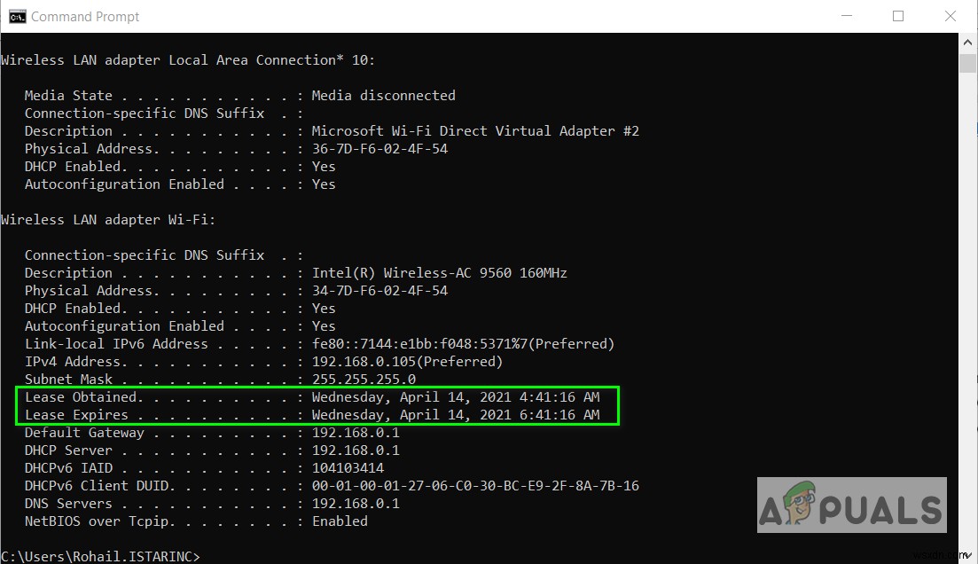 DHCP 임대 시간을 변경하는 방법 Windows 10 