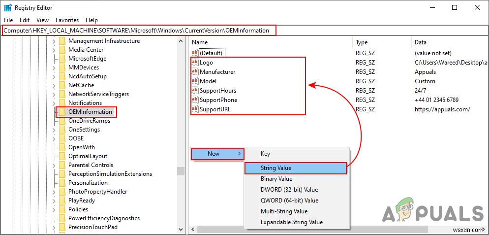 Windows 10에서 OEM 지원 정보를 사용자 지정하는 방법은 무엇입니까? 