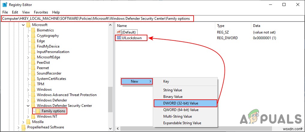 Windows 10에서 가족 옵션 영역을 숨기는 방법은 무엇입니까? 