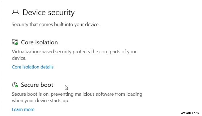 Windows 10에서 장치 보안 영역을 숨기는 방법은 무엇입니까? 