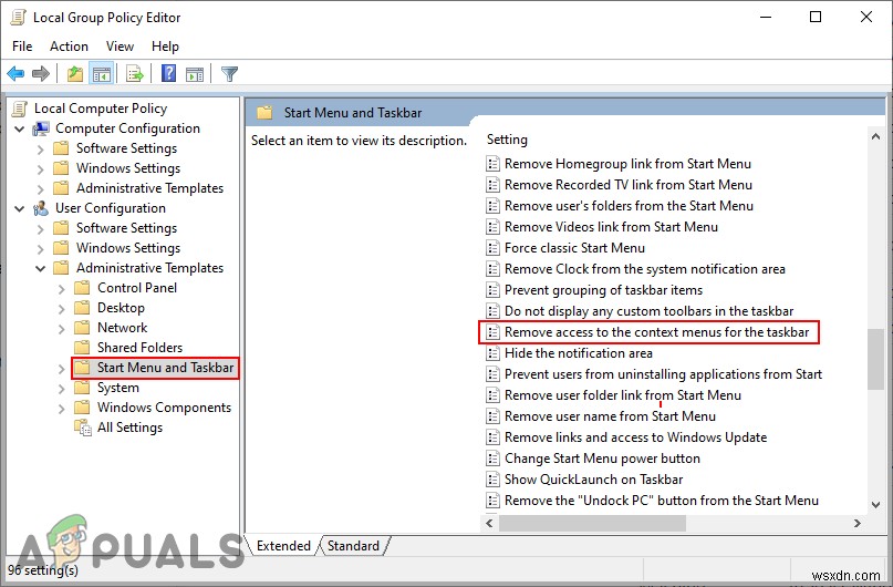 Windows 10 파일 탐색기, 시작 메뉴 및 작업 표시줄에서 상황에 맞는 메뉴 비활성화 