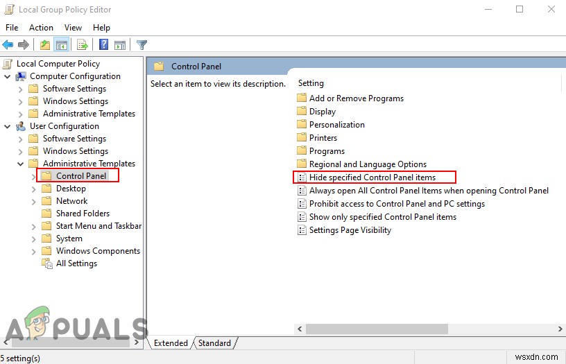 Windows 10에서 특정 제어판 항목을 숨기거나 표시하는 방법은 무엇입니까? 
