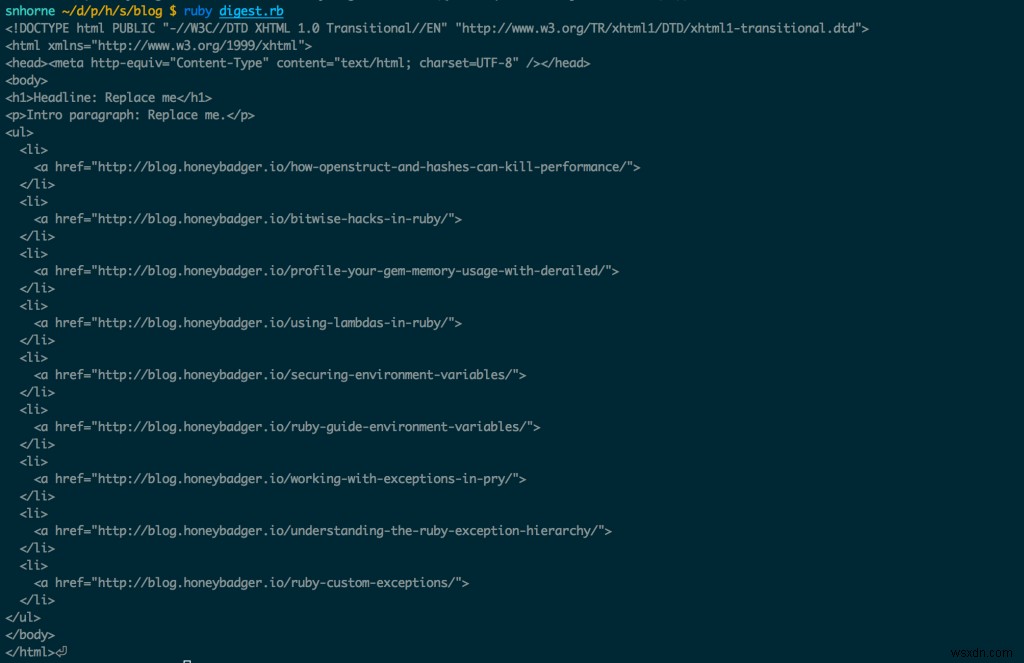 Ruby로 이메일 다이제스트 스크립트를 위한 RSS 구축 