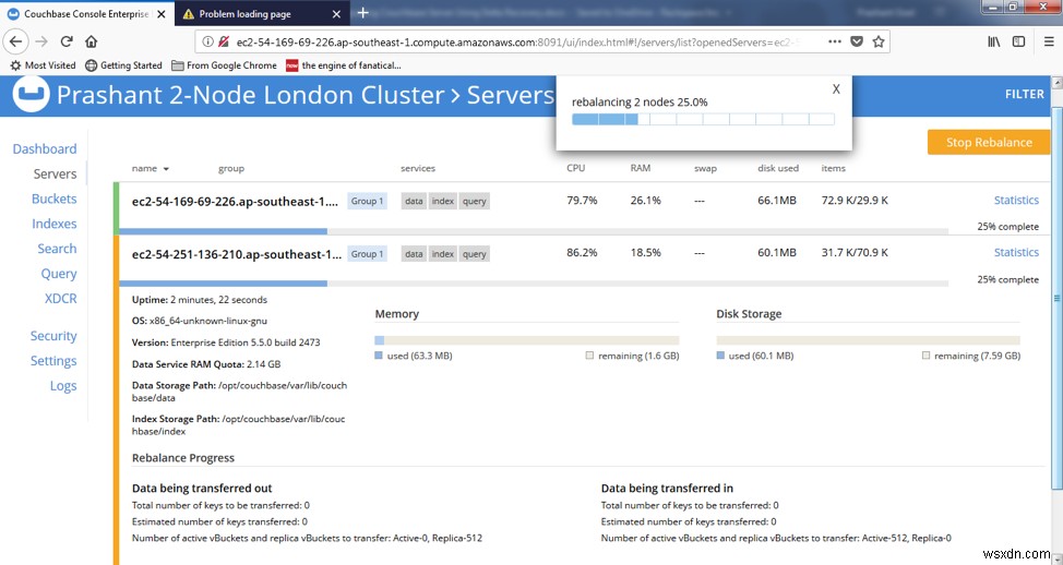 우아한 장애 조치 옵션을 사용하여 Couchbase Server의 롤링 업그레이드 