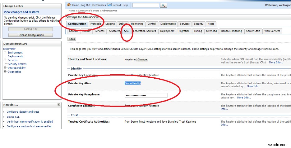 WebLogic Server 12c에서 SSL 구성 