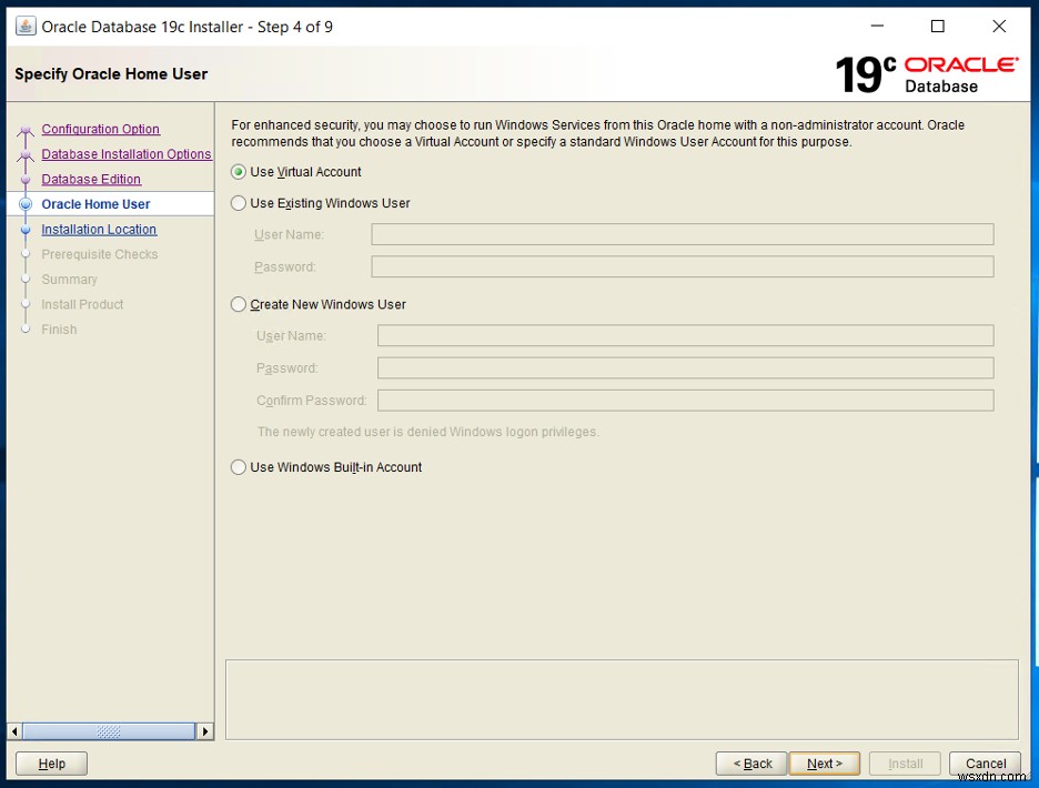 Windows용 Oracle 19c 설치 - 1부 