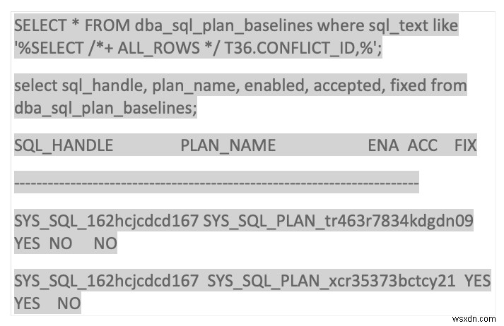 Oracle SQL 프로필 및 기준선 