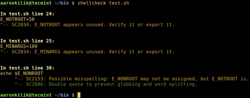 ShellCheck – 셸 스크립트에 대한 경고 및 제안을 표시하는 도구 