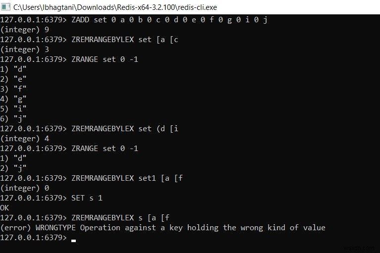 Redis ZREMRANGEBYLEX – 값 범위별로 정렬된 요소를 제거하는 방법 