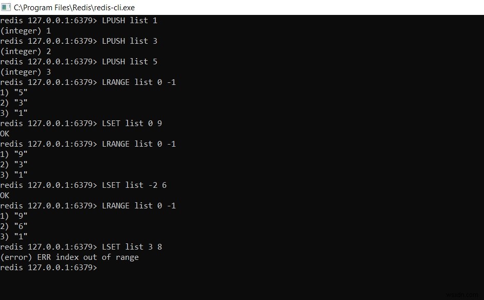 Redis LSET – redis에서 목록의 특정 인덱스에 요소를 설정하는 방법 