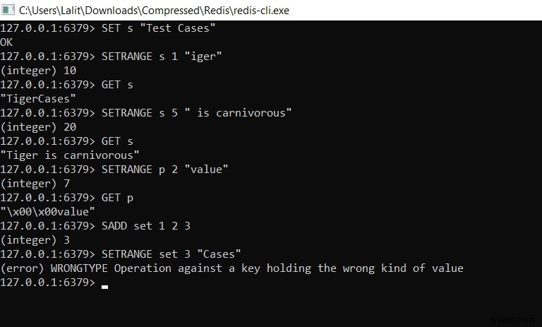 Redis SETRANGE – redis에서 문자열 값의 일부를 업데이트하는 방법 