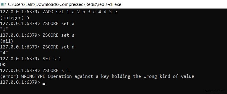 Redis ZSCORE – redis의 정렬된 설정 값에서 요소의 점수를 얻는 방법 
