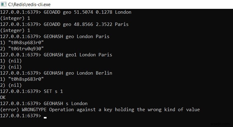 Redis GEOHASH – 지리 공간 값의 여러 구성원의 Geohash 문자열을 얻는 방법 