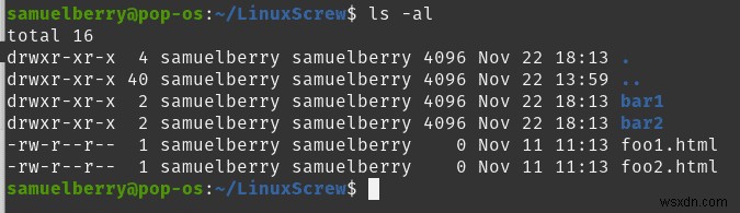 파일 및 디렉토리를 나열하는 Linux의 ls 명령 