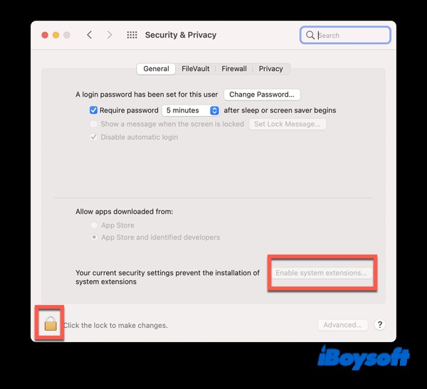 Mac용 iBoysoft Data Recovery의 시스템 확장이 Apple Silicon이 설치된 Mac에서 로드되도록 허용