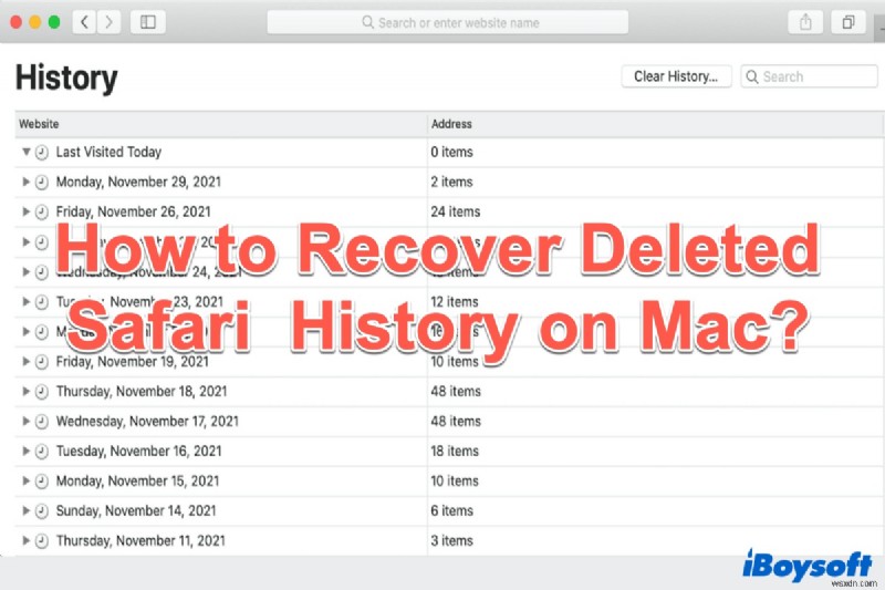 Mac에서 삭제된 Safari 검색 기록을 복구하는 방법은 무엇입니까?