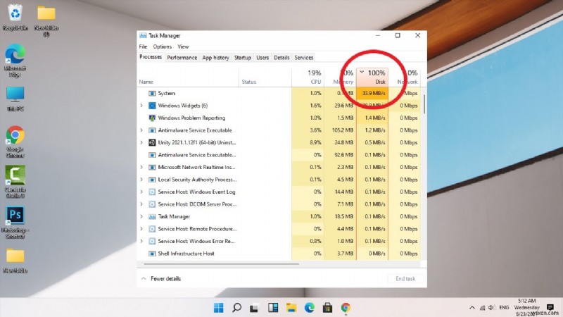 Windows 11의 100% 디스크 사용량 – 수정됨