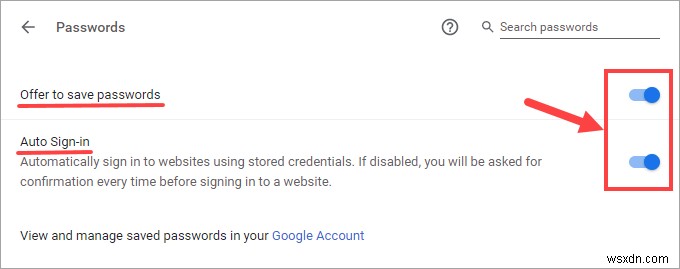 Chrome 해결 방법에서 비밀번호가 저장되지 않는 문제